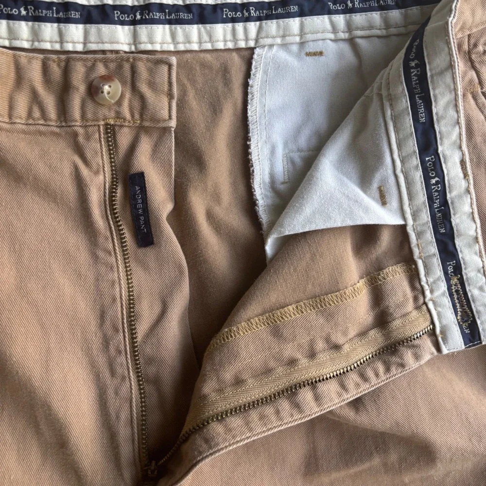 Polo Ralph Lauren Pants Mens Fit 34x28 Andrew Pant Brown Pleated VTG Made in USA